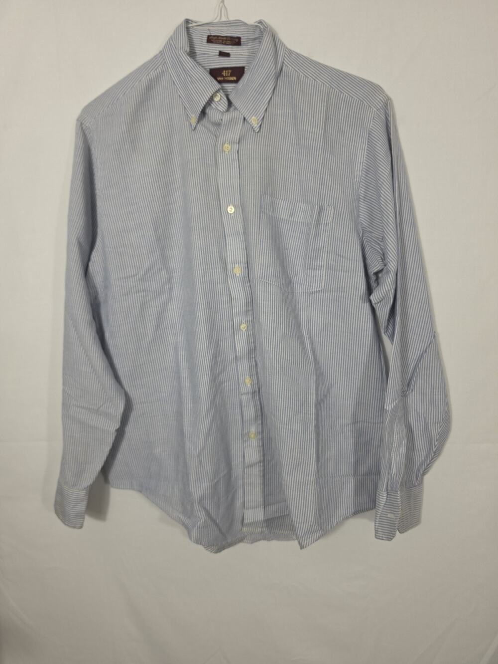 VTG 417 Van Heusen Men's Dress Shirt Long Sleeve Size 16.5 - 35 Blue Stripe